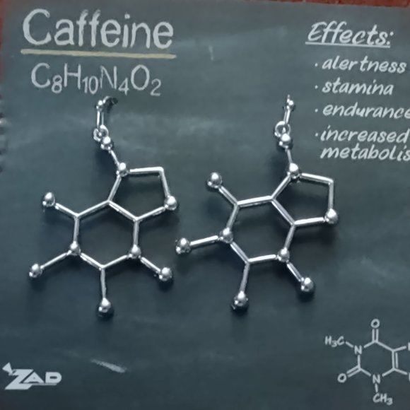 Chemical Reaction earrings in silver - CAFFEINE - from ZAD - NWT - Picture 1 of 1